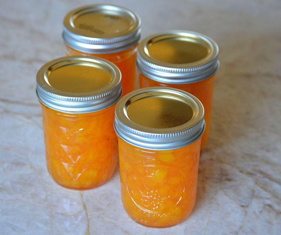 the finished peach preserves