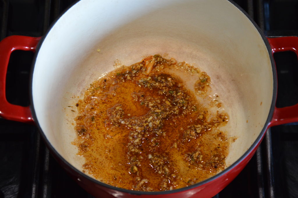 sauteing the spices