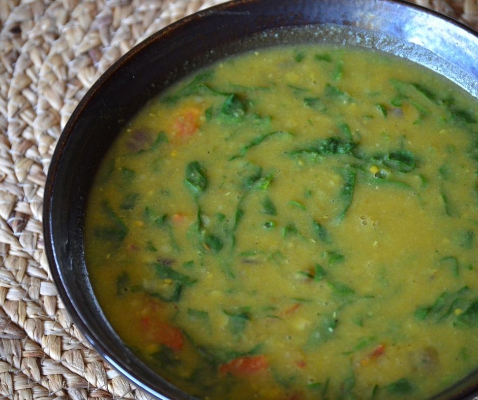 the finished spinach dal