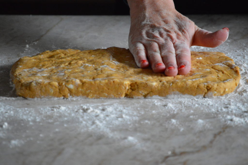 the dough flattened
