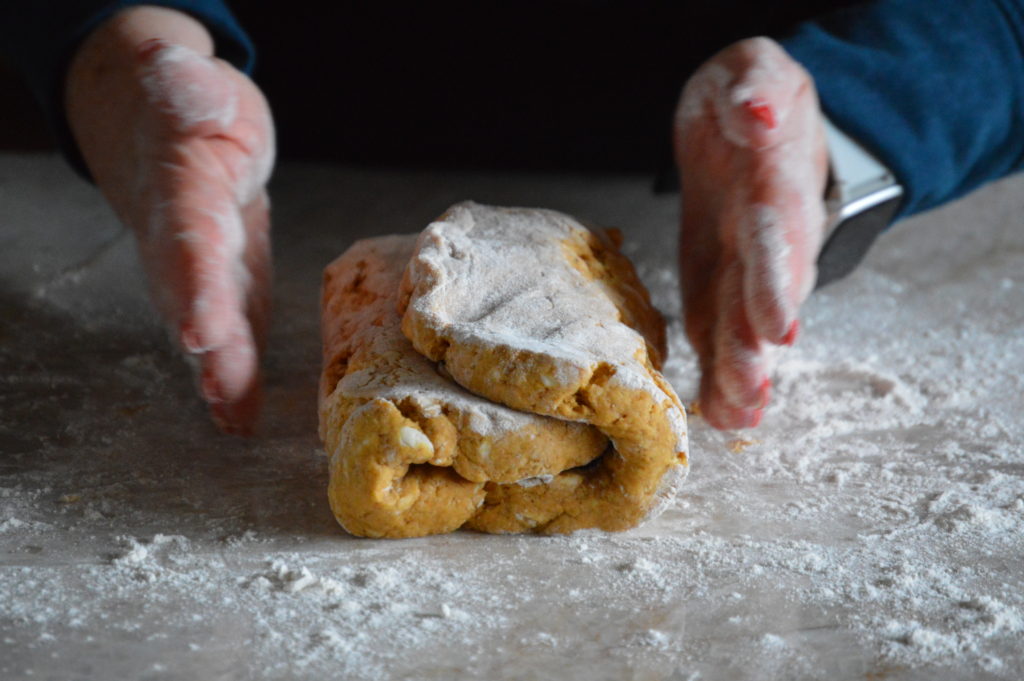 folding the dough over itself