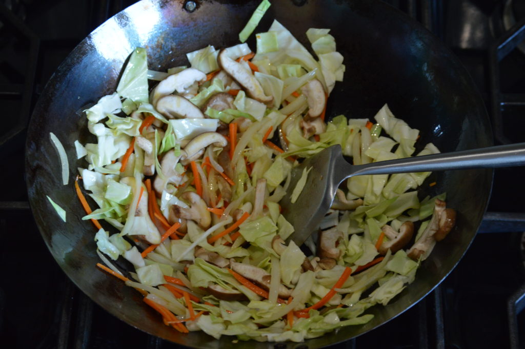 sautéing the vegetables