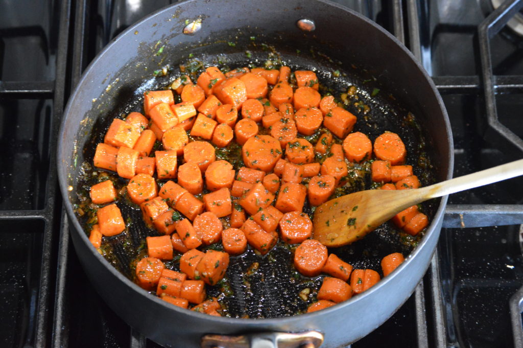 the carrots tossed in the dressing