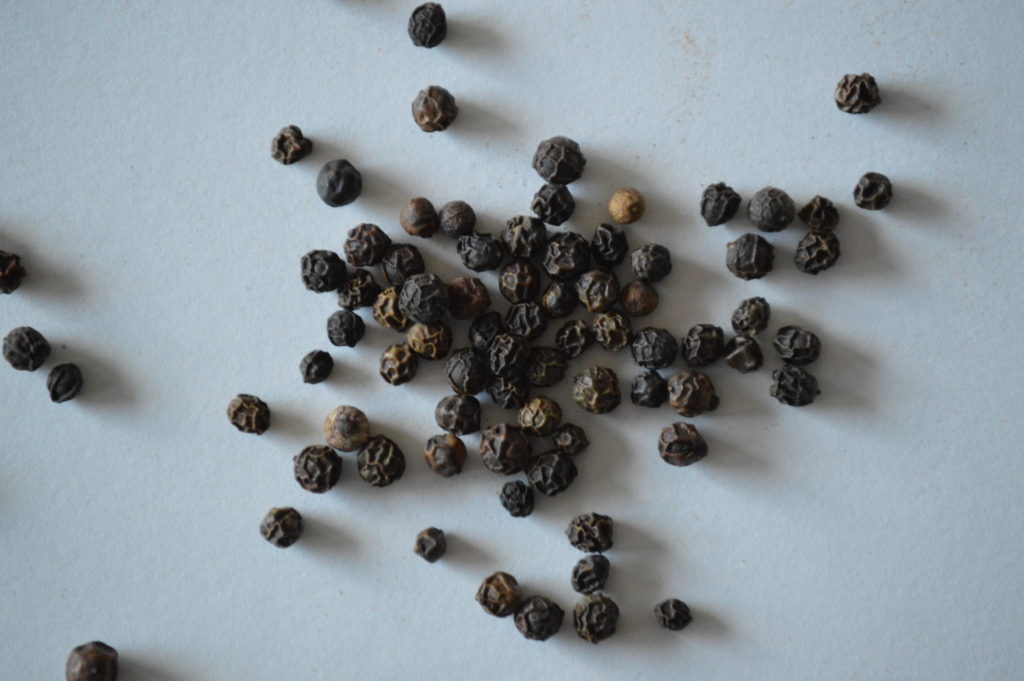 whole black peppercorn spices