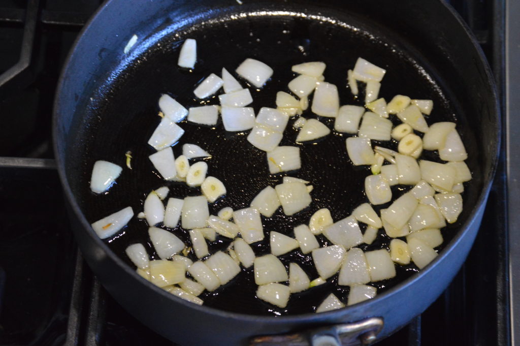 sautéing onion and garlic