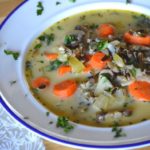 the finished wild rice soup