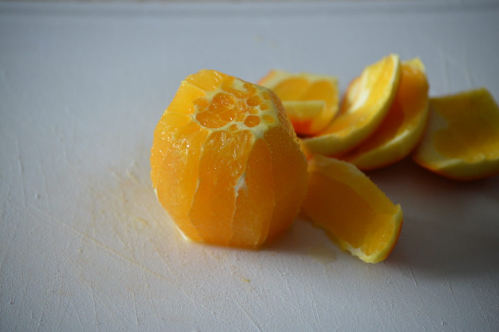 the orange completely peeled