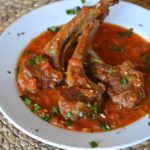 the finished lamb chops in tomato sauce