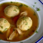 the finished matzo ball soup