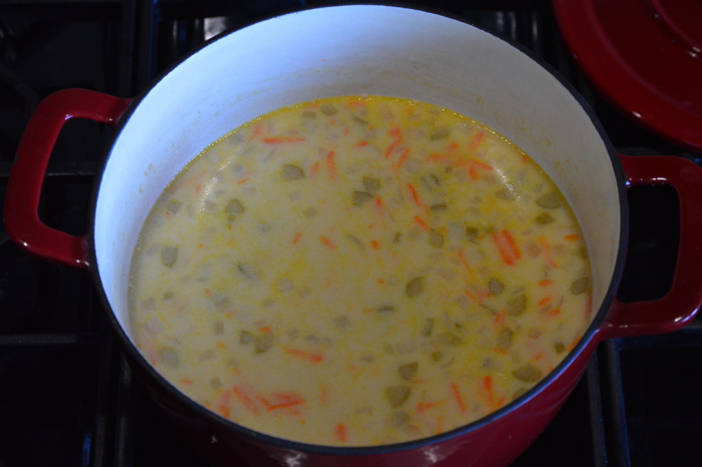 the béchamel sauce is added