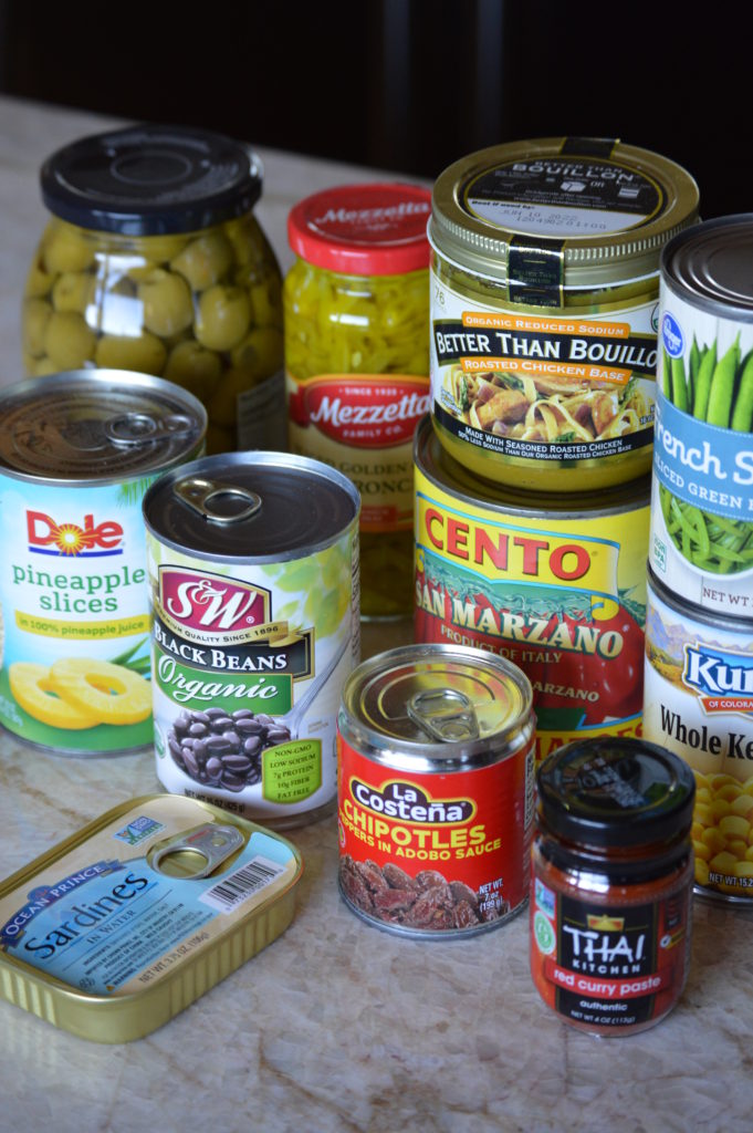 canned and bottled goods for a stocked pantry