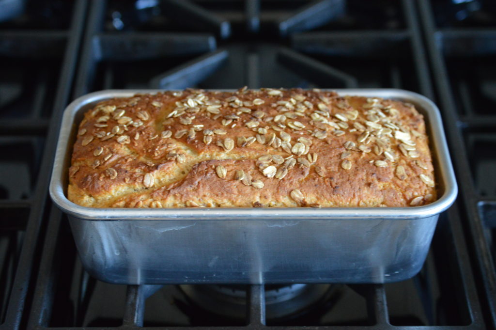 the baked honey oat bread right out of the oven