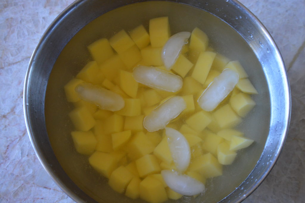the potatoes taking an ice bath