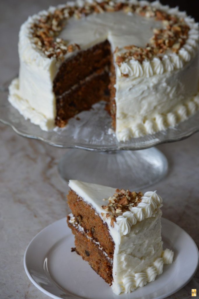 a slice of the carrot cake