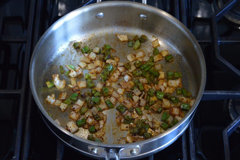 bell pepper an onion sautéed with spices