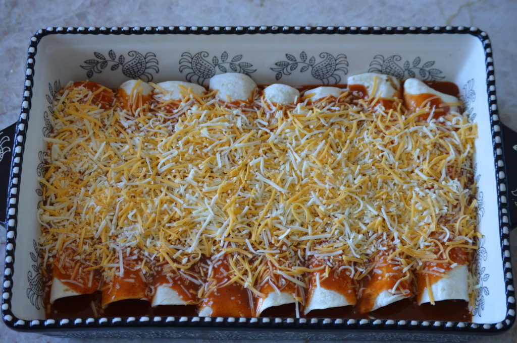 the breakfast enchiladas before going into the oven.
