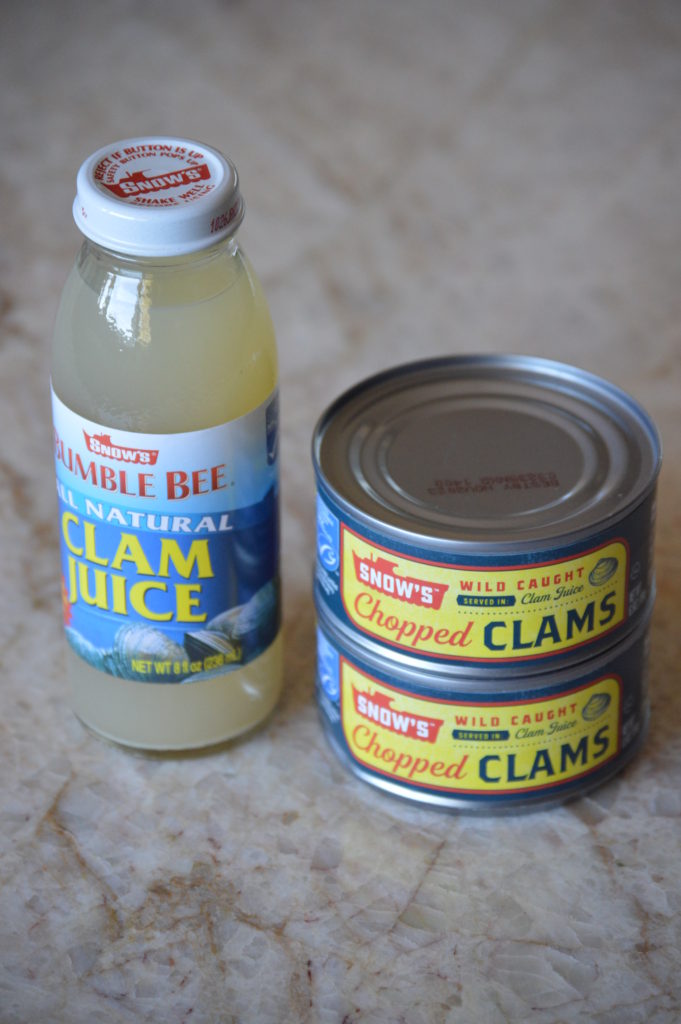 some clam juice and canned clams