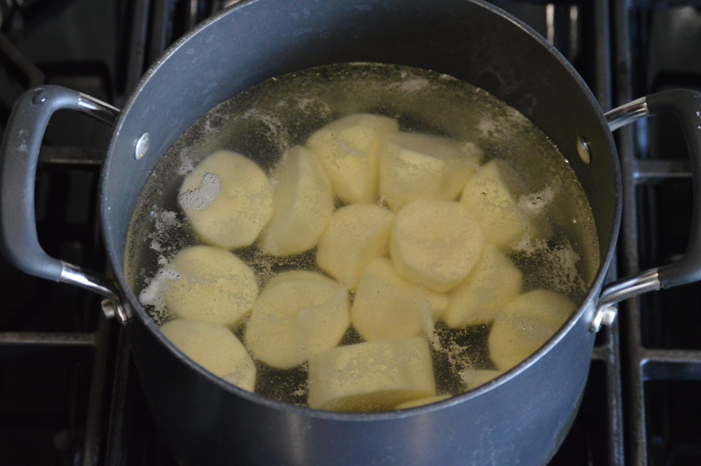 boiling the potatoes for our colcannon