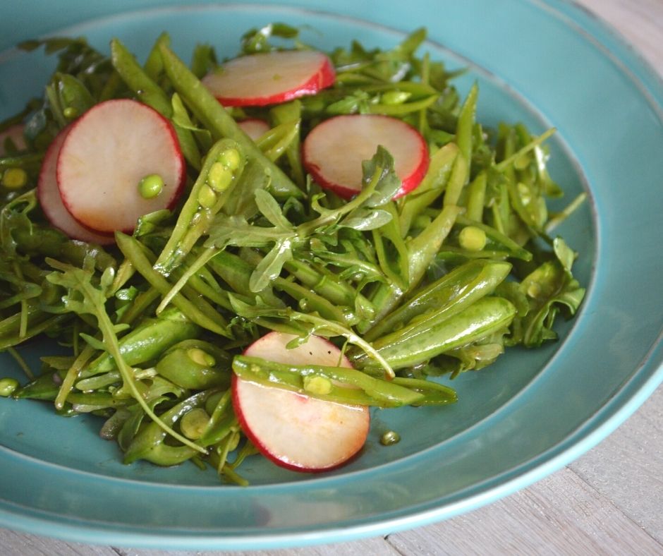 the finished snap pea salad