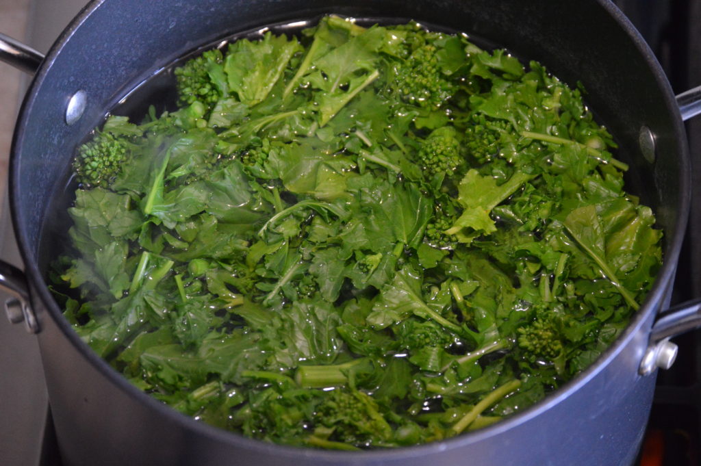 parboiling the broccoli rabe