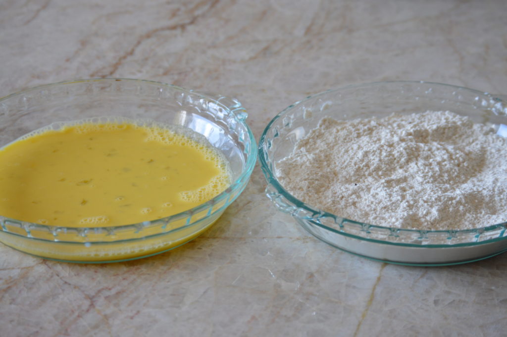 the flour mixture and the egg/milk mixture