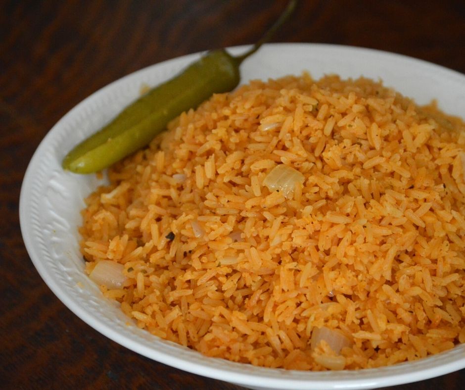 the finished Spanish rice