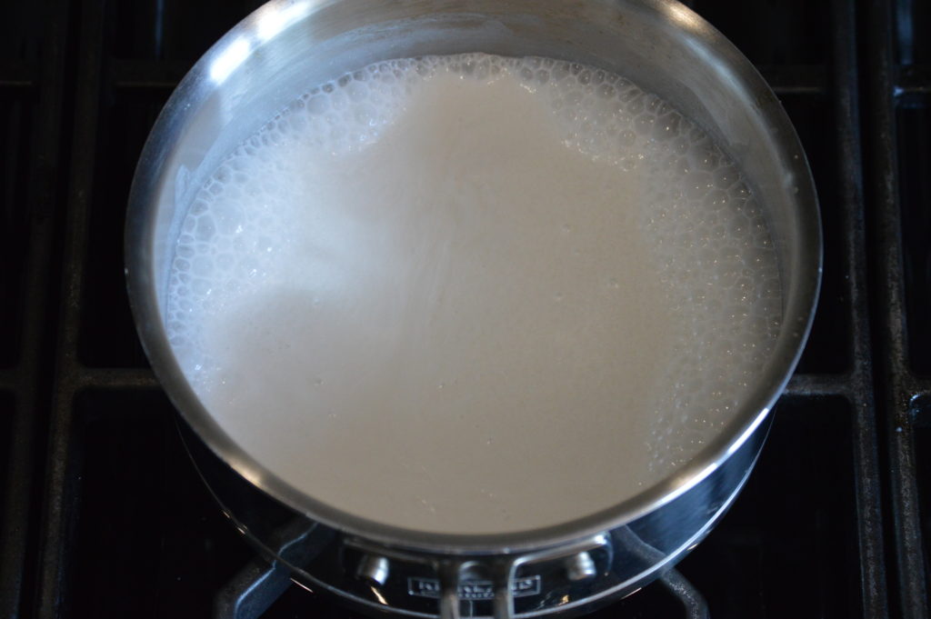 the liquid is coming to a boil