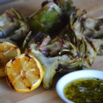 some of the grilled artichokes with lemon and marinade