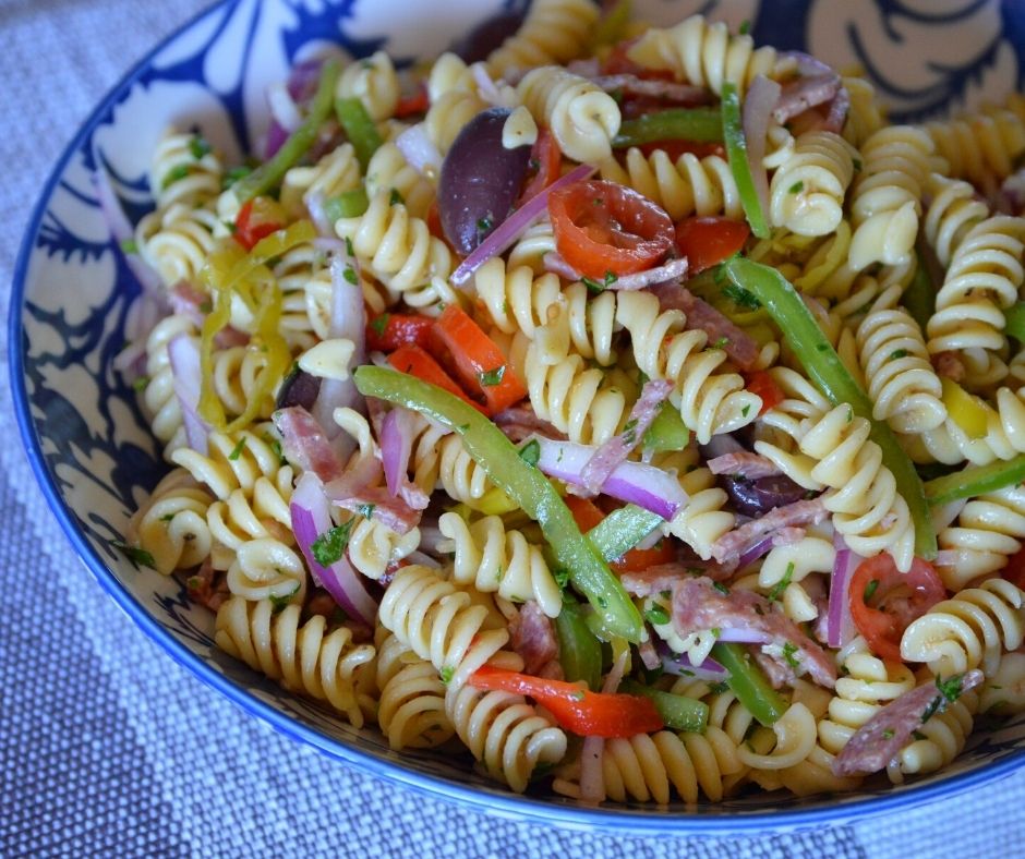 the finished pasta salad