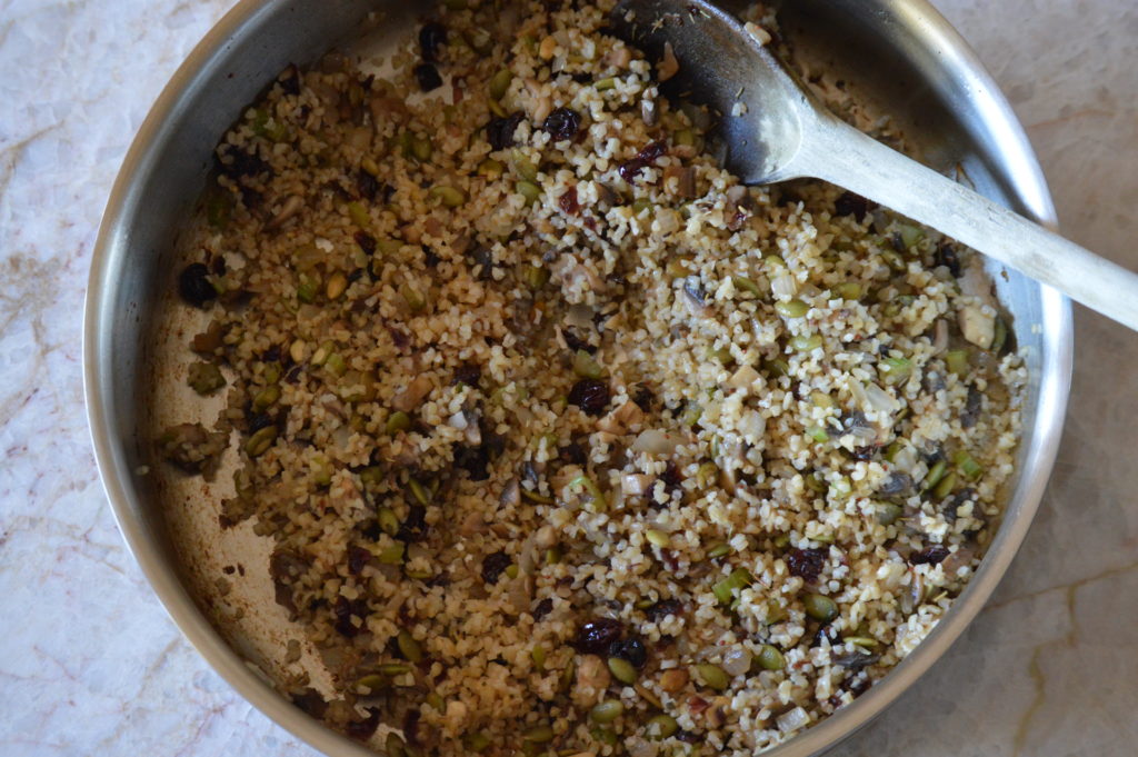 the stuffing for the acorn squash is finished