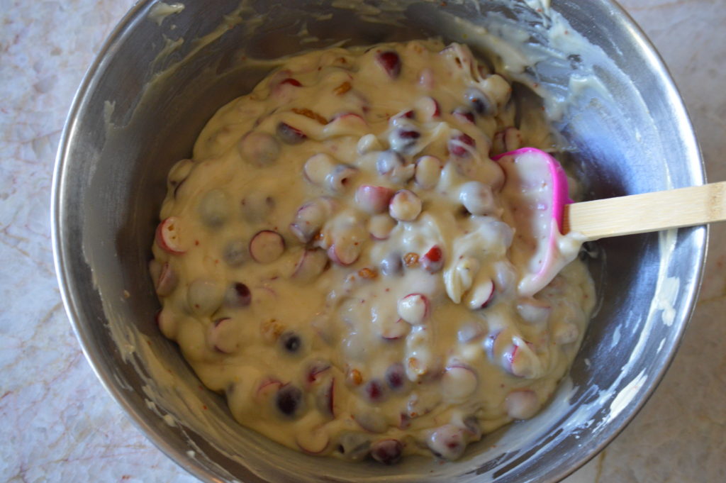 the batter for the cranberry bread is made