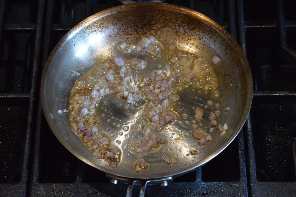 the butter and shallots are in the pan