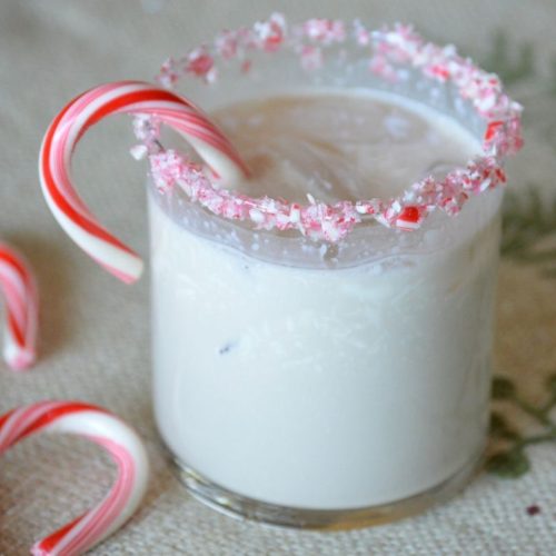 Candy Cane glasses with Peppermint milk - Your Modern Family