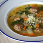 A bowl of Italian wedding soup