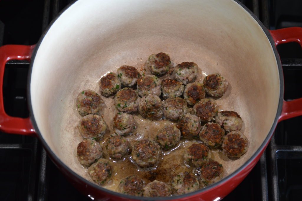browning the meatballs