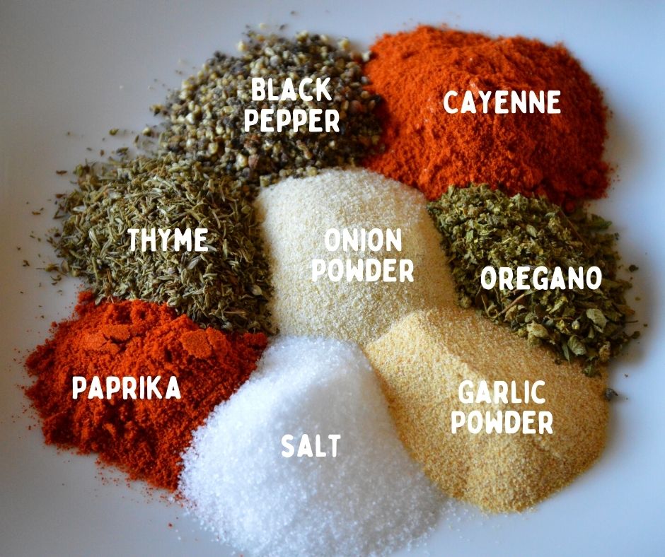 the herbs and spices that are going in our Cajun seasoning