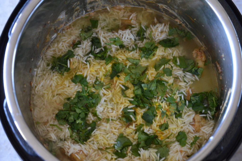 everything for the biryani has been layered in our instant pot