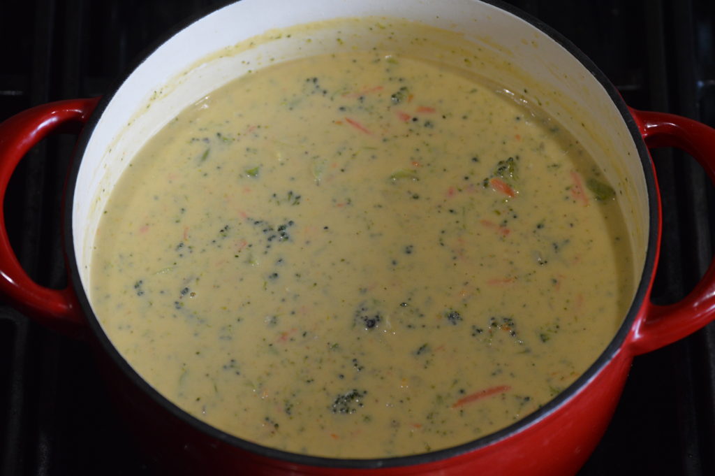 the broccoli cheddar soup is finished