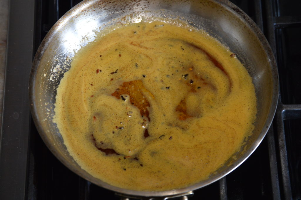 the spiced butter sauce is made