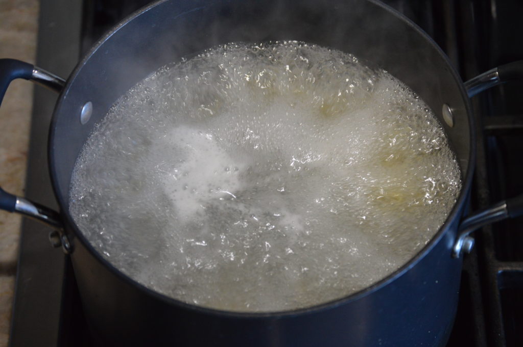 cooking the noodles for our dish