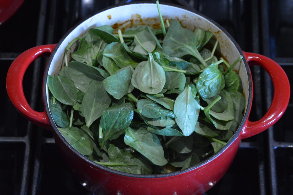the spinach is added