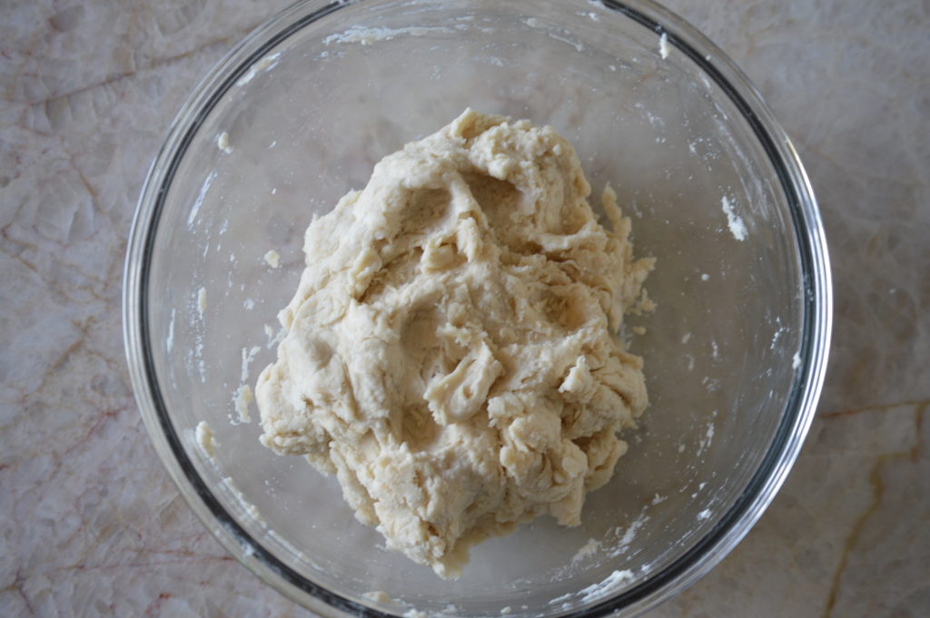 A shaggy dough is formed