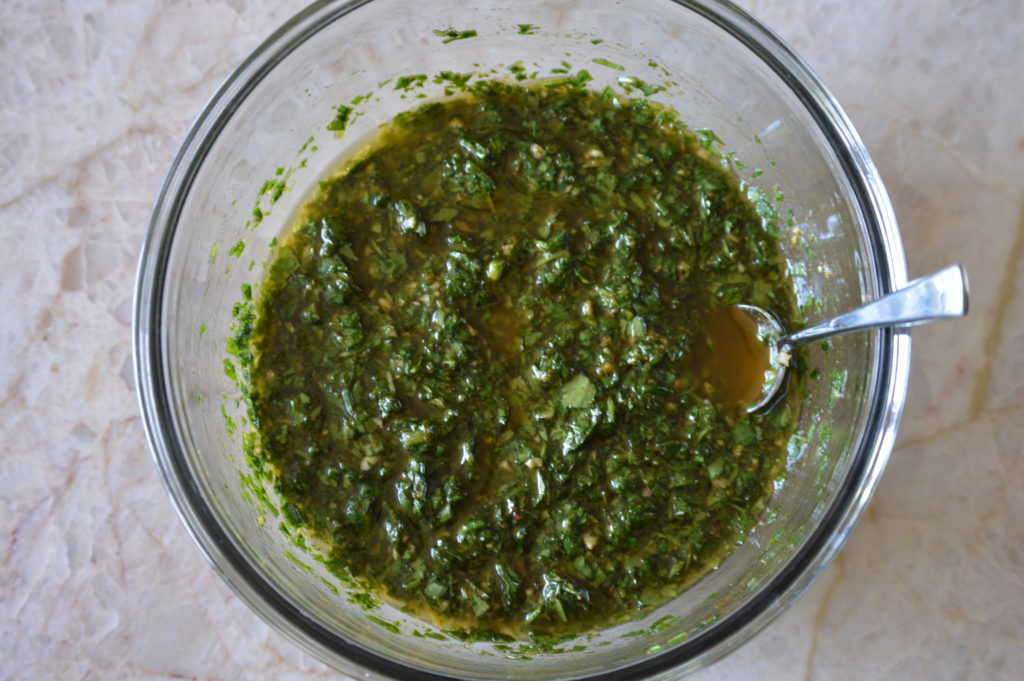 all of the ingredients for the chermoula are mixed together