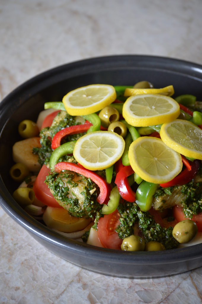 a shot of the fish tagine before cooking