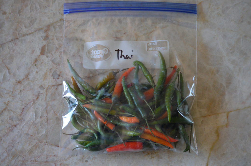 the thai chilies are ready to be stored