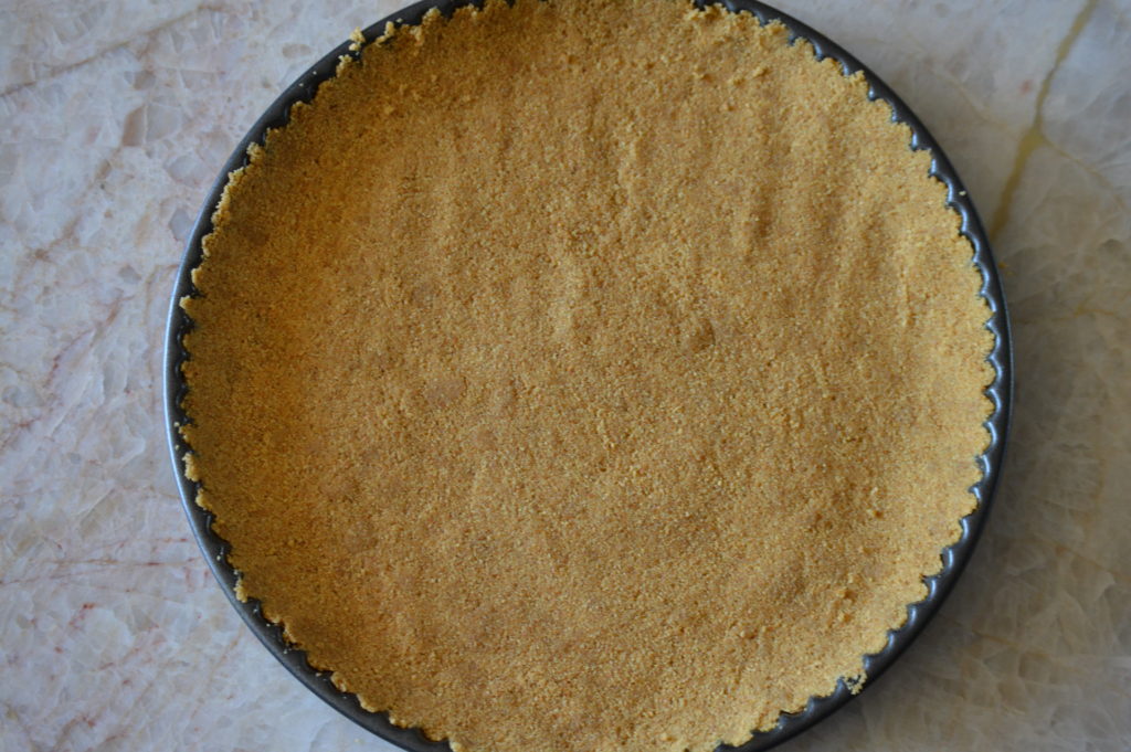 the crust in pressed into the tart pan