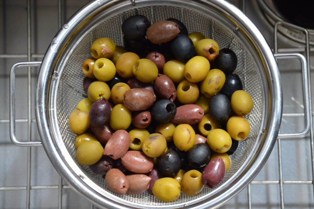 washing the olives before marinating them
