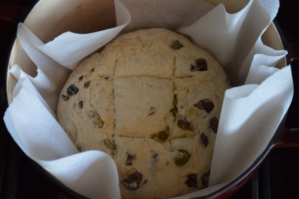 the olive bread prior to baking