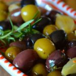a bowl of the marinated olives