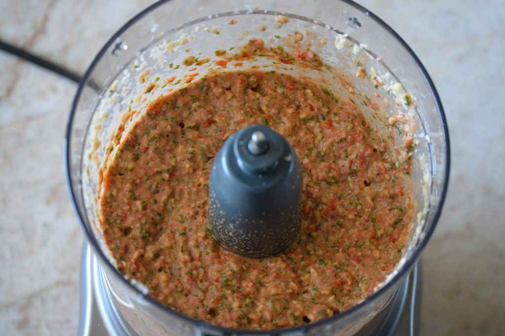 the tomatoes and basil are processed as well